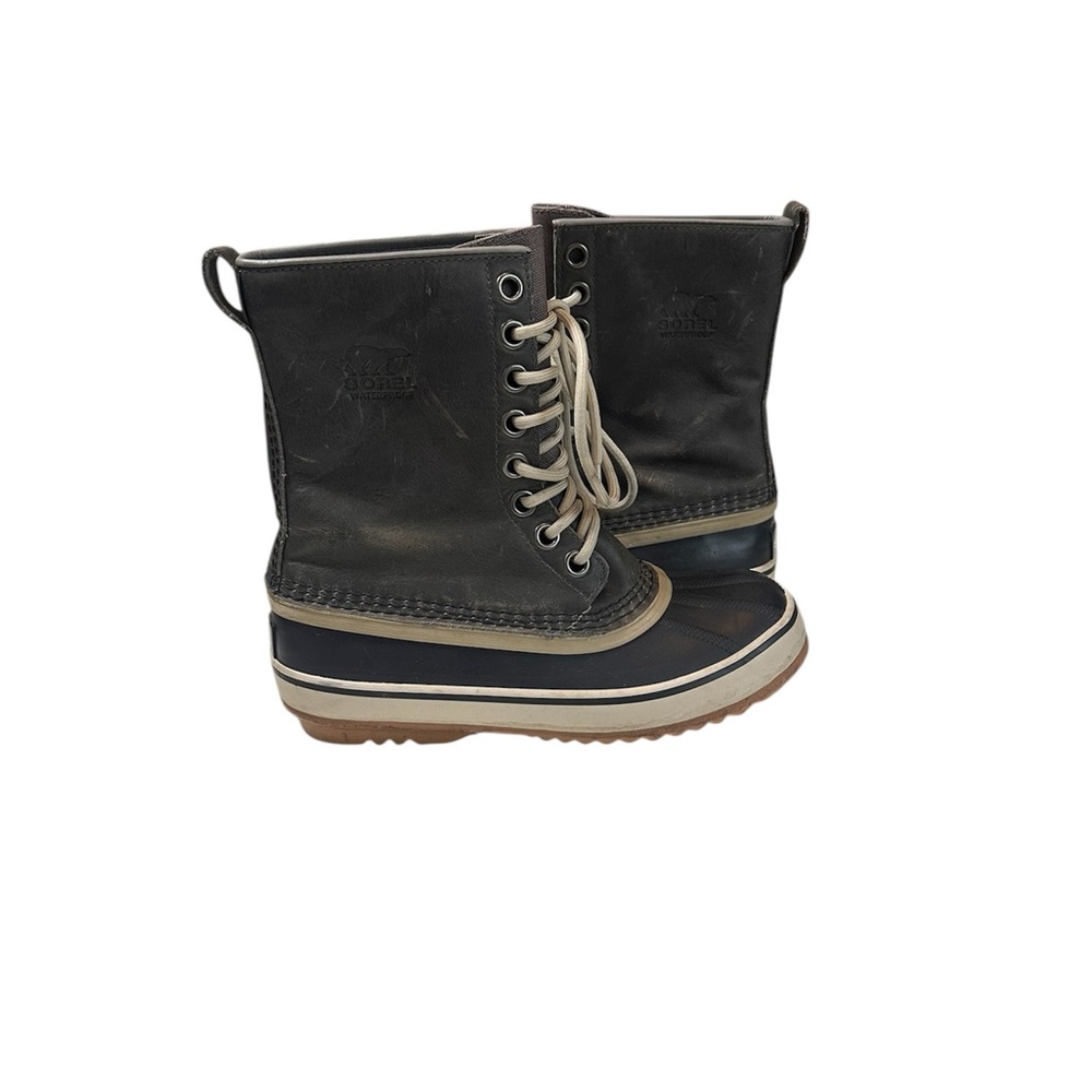 SOREL 1964 Premium Waterproof Gray Black Leather Winter Snow Boots Women's 6.5